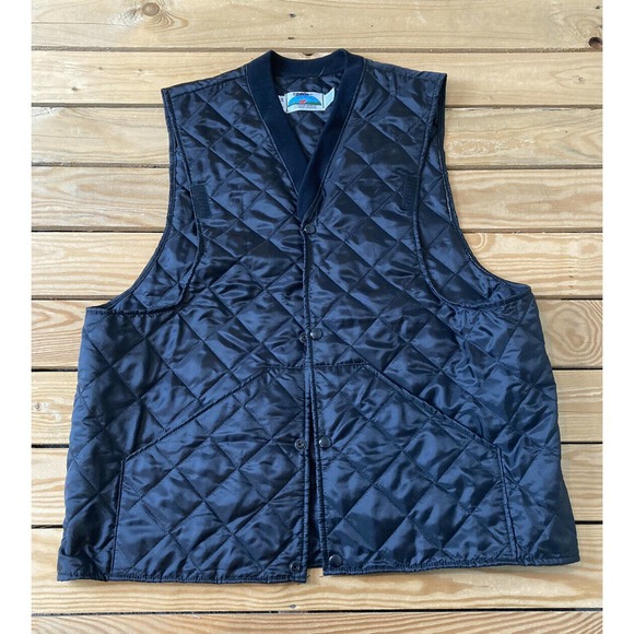 Gary Nesse Quilted Vest Size Medium/Large Men’s Black Snap Front - Picture 1 of 7